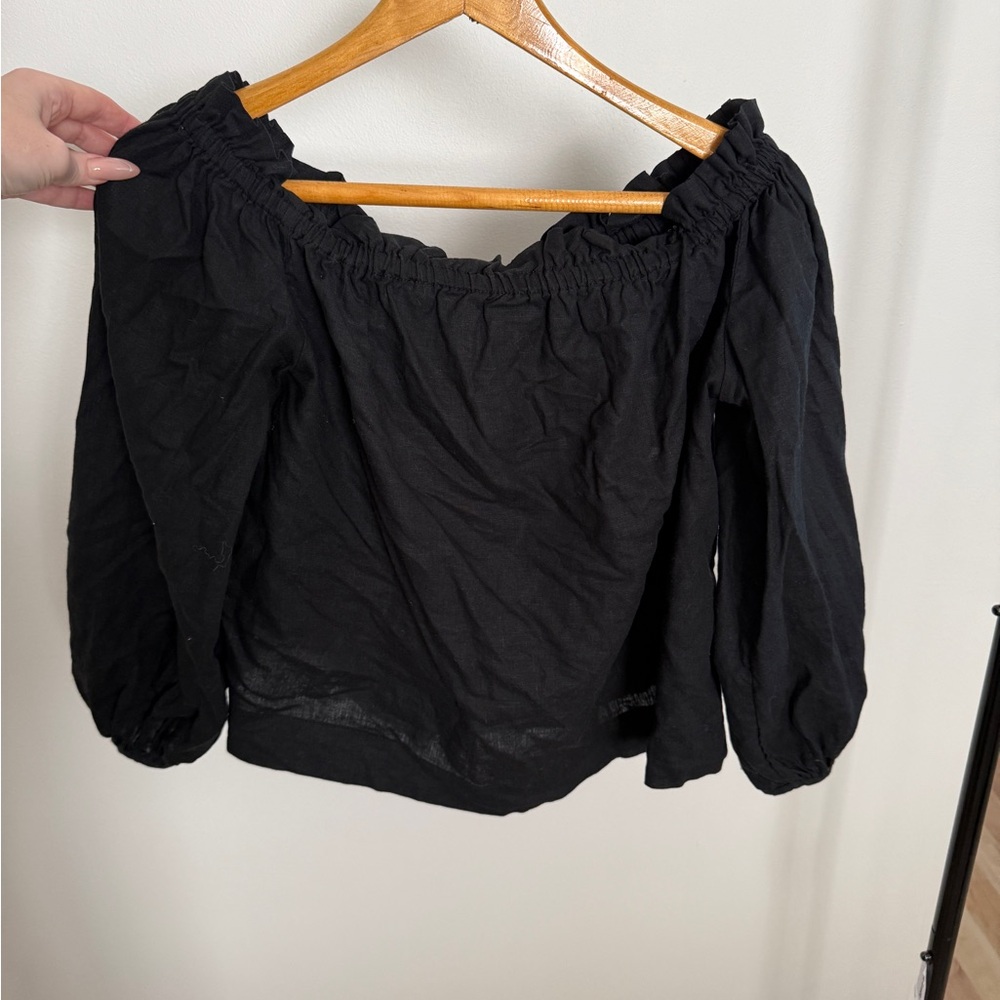 a new day Black Off-Shoulder Blouse
